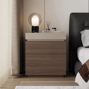 Modern Brown Wood Nightstand Flip Top Vanity Mirror Four Drawers Offering Compact <strong>Bedside</strong> Makeup Bedroom Storage Organizer - Product Image 4