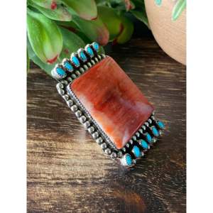 แหวนตราประทับประดับพลอยหลากสี โรเดียมชุบทอง 18K ยี่ห้อ Darlene Begay ไซส์ 11 - Product Image 3