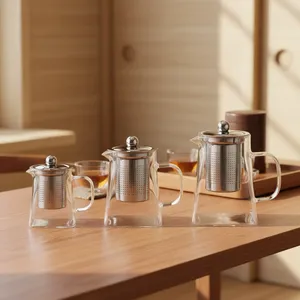 <span class=keywords><strong>Théière</strong></span> à grande capacité en verre borosilicate <span class=keywords><strong>avec</strong></span> <span class=keywords><strong>filtre</strong></span> en acier inoxydable et tasses, idéale pour les infusions de fleurs – Approvisionnement direct usine - Product Image 5