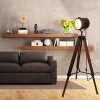 Théâtre antique LED lampadaire rétro projecteur Art déco Design nautique trépied en bois pour Studio bureau Focus décor accessoires