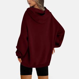 Sweat à capuche long oversize pour femme en velours avec logo sur le devant, chaud, confortable, décontracté, streetwear - Product Image 2