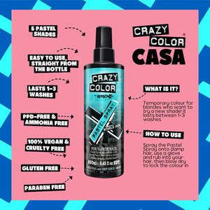Coloration capillaire temporaire instantanée Crazy Color Pastel Spray Bubblegum, végane, sans ammoniaque - Product Image 3