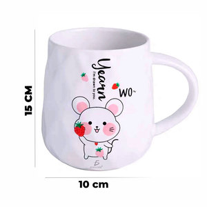 Tazza in Ceramica con Motivo a Topolino, Coperchio Carino e Cucchiaio, Set Lavabile in Lavastoviglie, Ideale per Regali - Product Image 2