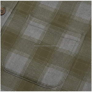 Camisa de Franela a Cuadros Verde Oliva para Hombre, Manga Larga, Cierre de Botones, Informal, de Algodón, con Logotipo Personalizado OEM, Proveedor Mayorista - Product Image 6