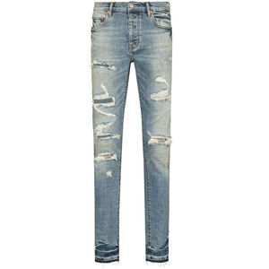 Fabricación de fábrica superior, pantalones pitillo personalizados para hombres de calle alta, cintura media, tejido de punto, pantalones vaqueros de tendencia más vendidos - Product Image 1