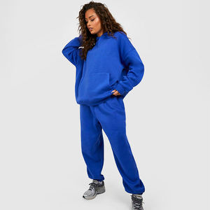Survêtement en molleton vintage décontracté pour femme, 2 pièces, qualité supérieure, 100 % coton, écologique, hiver, bleu, jogging - Product Image 6