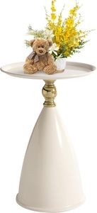 Table d'appoint ronde moderne, petit piédestal en fer, table d'appoint pour meubles de salon et de maison - Product Image 5