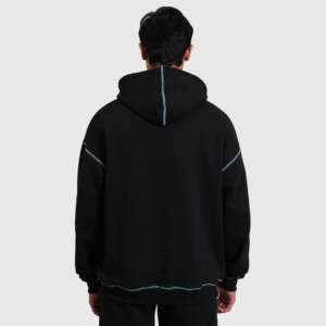 Sweat à capuche réversible noir-bleu épais, taille XL, avec logo brodé en 3D, imprimé en silicone, en tissu tricoté doublé - Product Image 2