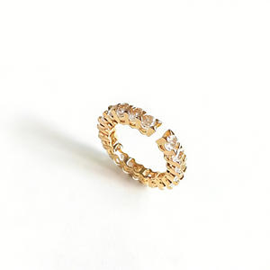 Anillos de Acero Inoxidable con Incrustaciones de Cristales de Lujo Vintage a Prueba de Agua, con Diseño Geométrico Cuadrado y Brillantes - Product Image 1