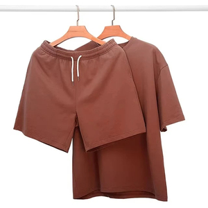 Conjunto de Camiseta y Pantalones Cortos de Poliéster de Color Sólido para Hombre, Talla Grande, Cuello en V, Ropa Casual de Verano, Tejido Transpirable - Product Image 4
