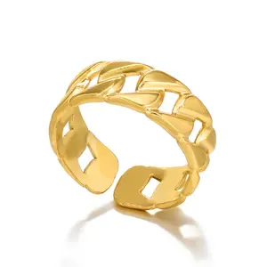 Trendy Simple Style <b>Open</b> <b>Ring</b> 1 Piece Geometric Stainless Steel Plating - Product Image 1