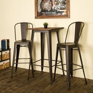 Wholesale Furniture Supplies Bar Tables With Two <b>Chairs</b> Set Handmade Metal Wood Table Industrial Furniture <b>Rustic</b> Bar Tables - Product Image 3