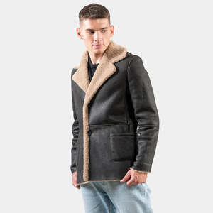 Blouson aviateur en cuir de qualité supérieure pour homme avec col montant et logo frontal, couleurs et tailles personnalisées, imperméable, hiver, meilleure vente - Product Image 1