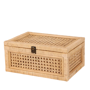 Boîte de rangement en rotin et rotin, boîte de rangement en rotin tissé Vintage avec couvercle en verre, vente en gros, taille personnalisée - Product Image 1