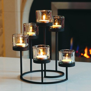 เชิงเทียนโลหะสีดำทรงสูงสำหรับตกแต่งบ้านของตกแต่งงานแต่งงานของตกแต่งโต๊ะโต๊ะสำหรับงานเลี้ยงดีไซน์หรูหรามีสไตล์ - Product Image 2