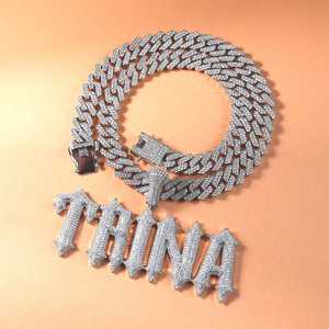 SHREYA DIAM Colgante con Nombre Iced Out, Chapado en Rodio, Plata 925, Estilo Hip Hop, Letra de Moissanita, Regalo Unisex - Product Image 3