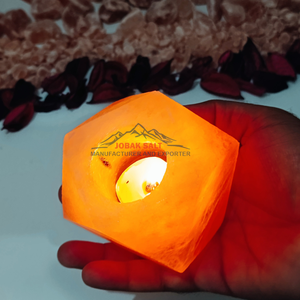 Portavelas de sal de roca del Himalaya Rosa reciclado hecho a mano respetuoso con el medio ambiente al por mayor portavelas en forma de diamante tallado Feng Shui boda - Product Image 2