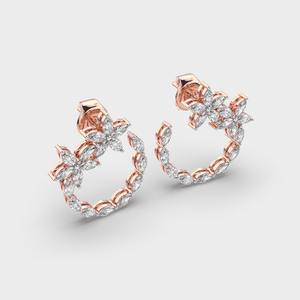 Pendientes de Aro con Diamantes Florales Personalizados OEM, Corte Marquesa, Oro Rosa/Blanco/Amarillo de 14K, Fabricante de Joyería de Diseño - Product Image 2