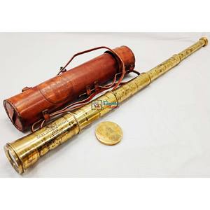 Telescopio de Spyglass antiguo, estuche de cuero de latón náutico, herramienta de navegación marítima coleccionable para caza al aire libre para Navidad - Product Image 1
