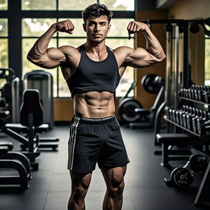 Pantalones cortos de gimnasio para hombre, ropa de entrenamiento de culturista de cintura elástica, equipo de ejercicio de patrón sólido de algodón y poliéster personalizable - Product Image 4