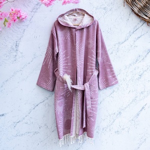 เสื้อคลุมอาบน้ำแบบตุรกี ซันเบิร์ส ทีรี่แบ็คด์ สีเบอร์กันดี ผ้าฝ้าย 100% - Product Image 1