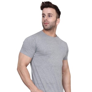 T-shirt uni à demi-manches et à col rond pour hommes, t-shirts à demi-manches en coton avec logo personnalisé - Product Image 1