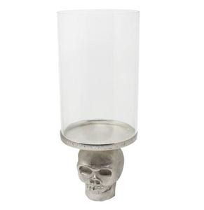 Porte-bougie en verre soufflé à la main en forme de crâne, style gothique fumé, support de pilier pour ambiance de mariage moderne, décoration de manoir hanté. - Product Image 1