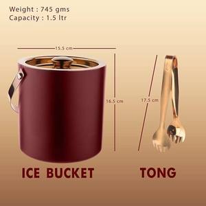 Stylish Stainless Steel <b>Ice</b> <b>Bucket</b> with Lid Handle and Tongs Rich Wine Finish Insulated Design for Modern Home Bar Use - Product Image 5