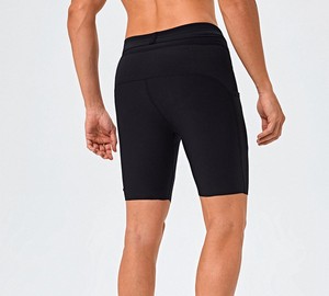 Shorts de compression sportifs pour hommes à séchage rapide avec logo personnalisé, taille élastique côtelée, matière Spandex/Polyester - Design découpé au laser - Product Image 4