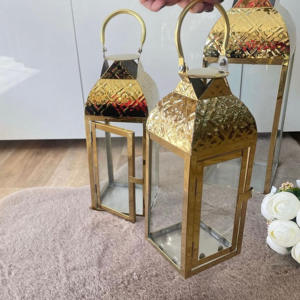 Christmas Hot Selling <b>Gold</b> Plated Stainless Steel Metal <b>Candle</b> <b>Holder</b> Hammered Designer Top 3 Floor Handmade Classical Style - Product Image 6