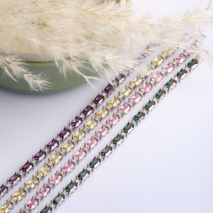 Mystic Topaz CZ Stone <b>Baguette</b> Design Tennis <b>Bracelet</b> 925 Silver Fine Jewelry Handcrafted Turkish Wholesale - Product Image 4