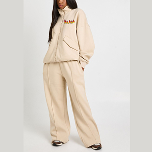 Mode américaine pour femmes, survêtement deux pièces en molleton/coton doux, écologique, faible MOQ, vente en gros - Product Image 1