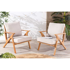 Chaises de jardin en bois massif, design moderne, chambre à coucher, bureau, salon, hôtel, école, parc, mobilier en bois + fer, construction pivotante - Product Image 2