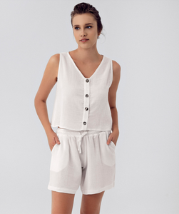 Women's Sleepwear Loungewear Women Sets Custom Pajamas Sleeveless Women Pajama Cotton Muslins Set <b>Spaghetti</b> <b>Strap</b> Black - Product Image 2