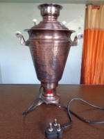 Samovar électrique en acier inoxydable, samovar turc en cuivre, samovar en acier inoxydable chromé de 4 litres avec bouilloire à thé