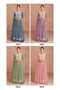 Ensemble de robes Anarkali pour femmes abordables en faux georgette, remise en gros disponible, options non cousues ou cousues pour l'exportation - Product Image 2