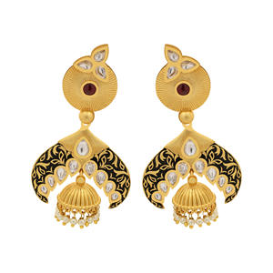 Boucles d'oreilles pendantes élégantes Antique AD Bijoux de mode personnalisés à la mode avec placage mat AD Laiton de luxe pour les fêtes - Product Image 2