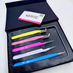 Pince à épiler pour cils GETUP BROSONS IMPEX GBI-EET-2653 90/45/isolations en acier inoxydable avec revêtement anti-magnétique et pointe lisse - Product Image 6