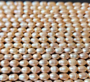 Chaîne de perles de riz naturelles, perles cultivées indiennes non traitées, effet de changement de couleur, fournitures pour la fabrication de bijoux, style boutique - Product Image 1