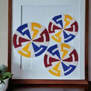 Elegant Hand Made Multicolor <b>Wall</b> Decor <b>Plates</b> Natural Sabai Grass Round Set Wicker Hanging Basket for Living Room <b>Wall</b> Mounted - Product Image 3