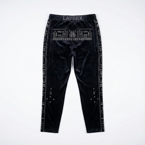 Luxury Y2K Men Midweight Velour Eco-Friendly Drawstring Sweatpants Hotfix Rhinestone Graphic Side Stripe <b>Stacked</b> <b>Joggers</b> Winter - Product Image 1