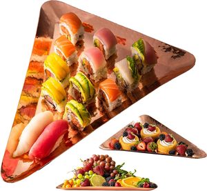 AK laiton Top vente cuivre métal Triangle plateau de service pour la maison mariage décoratif Table basse pièce maîtresse petit déjeuner plateau - Product Image 2