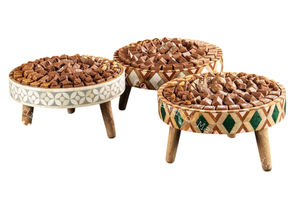 Plateau de service de luxe en bois incrusté fait à la main avec nacre finition chocolat élégante multifonction pour les cadeaux et la décoration arabes - Product Image 4