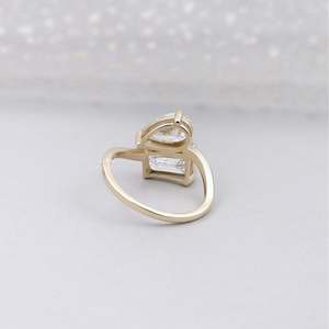 IGI Certified Emerald Cut Engagement <b>Ring</b> with Pear <b>Diamond</b> Elegant <b>Diamond</b> <b>Rings</b> Collection - Product Image 4