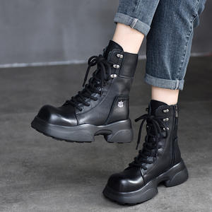 รองเท้าบูทส้นหนาแบบสวมสบายสำหรับผู้หญิง รองเท้าบูทส้นเตารีดสูงระดับเข่า สไตล์เอสพาดริลล์ รองเท้าบูทลำลองสำหรับผู้หญิงใส่ในฤดูร้อน - Product Image 1