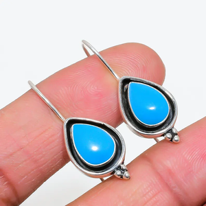 Precio directo de fábrica Sleeping Beauty Turquesa 925 Pendiente de plata esterlina Hecho a mano Mujer Joyería de plata Pendiente - Product Image 3