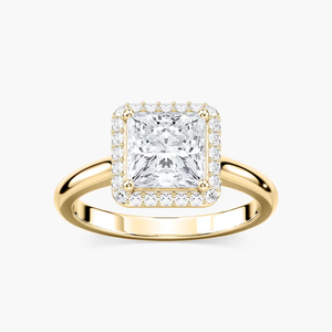 Anillo de Compromiso con Halo de Diamantes Cultivados en Laboratorio, Corte Princesa, 2.10 CTW, Certificado IGI, Oro Sólido de 14K - Product Image 3