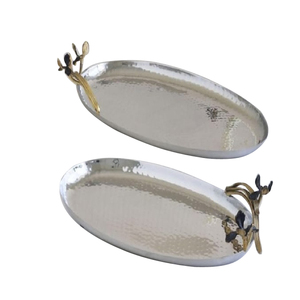 Plateaux décoratifs faits à la main pour Bar Ware Hôtel Forme rectangulaire Table à manger Plateau de service Finition émaillée - Product Image 2