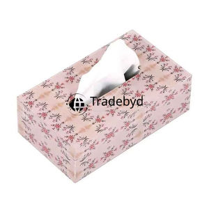 Boîte à mouchoirs et support de luxe écologiques en bois carré artisanal avec impression émaillée Tradebyd - Product Image 1