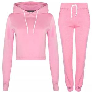 Ensemble sweat-shirt à capuche et pantalon de survêtement en coton 100% pour femmes OEM Joggers haut et bas avec logo brodé sur le devant Logo personnalisable - Product Image 1
